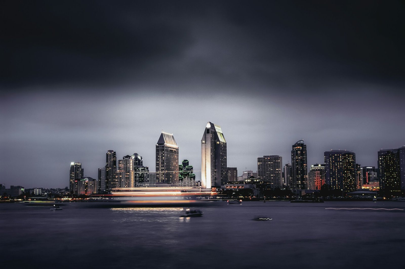 San Diego skyline at dusk reflected in the bay